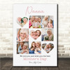Photo Collage Gift For Nanna Mother's Day 9-Photo Pink Floral Print Canvas