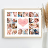 Photo Collage Gift For New Baby 20-Photo Pink Heart Landscape Print Or Canvas