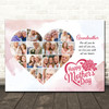 Photo Collage Gift For Grandmother Mother's Day 14-Photo Pink Print Or Canvas