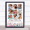 Photo Collage Gift For Mummy Mother's Day 9-Photo Pink Floral Print Or Canvas