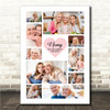 Photo Collage Gift For Nanny Mother's Day 10-Photo Pink Heart Print Or Canvas