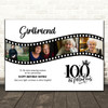 Photo Collage 100th Birthday Gift For Girlfriend 4-Photo Film Print Or Canvas