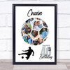 Photo Collage 40th Birthday Gift For Cousin 14-Photo Football Print Or Canvas