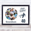 Photo Collage Print Or Canvas 40th Birthday Gift For Grandson 14-Photo Football