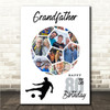 Photo Collage Print Canvas 80th Birthday Gift For Grandfather 14-Photo Football