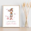 Photo Collage 6-Photo Pink Bunny Butterflies 1st Birthday Gift For Girls Print