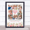 Photo Collage Print Or Canvas Gift For Nanny Mother's Day 9-Photo Pink Floral