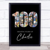Photo Collage 100th Birthday 23-Photo Birthday Gift For Him 100 Black Print