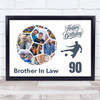Photo Collage Print 90th Birthday Gift For Brother-In-Law 14-Photo Football