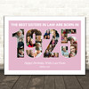 Photo Collage Pink Birthday Gift For Sister-In-Law 26-Photo Year 1925 Print