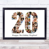 Photo Collage Print Or Canvas 20th Birthday Gift For Her 20-Photo Number 20