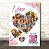 Photo Collage Print Or Canvas 30th Birthday Gift For Niece 19-Photo Floral