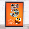 Photo Collage 6-Photo 5th Birthday Gift For Kids Boys Orange Monster Print