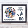 Photo Collage 100th Birthday Gift For Grandfather 14-Photo Football Print Canvas