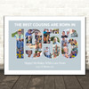 Photo Collage Birthday Gift For Cousin Male Blue 24-Photo Year 1956 Print Canvas