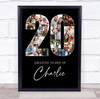 Photo Collage 20th Birthday 20-Photo Birthday Gift For Him 20 Black Print Canvas