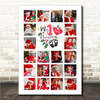Photo Collage First Christmas Gift For Baby 20-Photo Red Poinsettia Print Canvas