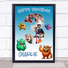 Photo Collage 5-Photo 3rd Birthday Gift For Toddlers Boys Monsters Print Canvas