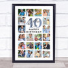 Photo Collage 40th Birthday Gift For Brother-In-Law 20-Photo Male Print Canvas