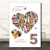 Photo Collage Kids Birthday Gift For Girls Any Age 19-Photo Pink Print Canvas