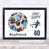 Photo Collage 40th Birthday Gift For Boyfriend 14-Photo Football Print Or Canvas