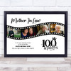 Photo Collage 100th Birthday Gift For Mother-In-Law 4-Photo Film Print Or Canvas