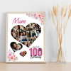 Photo Collage 100th Birthday Custom Gift For Mum 19-Photo Floral Print Or Canvas