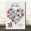 Photo Collage 70th Birthday Gift For Grandma 16-Photo Pink Heart Print Or Canvas