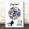 Photo Collage 90th Birthday Gift For Boyfriend 14-Photo Football Print Or Canvas