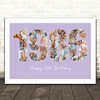 Photo Collage Purple Birthday Gift For Anyone 22-Photo Year 1986 Print Or Canvas