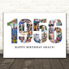 Photo Collage White Photo Birthday Custom Gift For Him Year 1956 Print Or Canvas