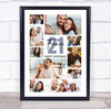 Photo Collage 21st Birthday Custom Gift For Fiancé 10-Photo Blue Print Or Canvas
