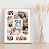 Photo Collage 21st Birthday Custom Gift For Fiancé 10-Photo Blue Print Or Canvas