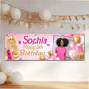 Personalised Party Banner For Kids Birthday Barbie Balloons With Photo Any Age