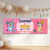 Personalised Party Banner For Kids Birthday Pink Girls Bluey Any Age