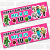 Personalised Party Banner For Kids Birthday Girls Minecraft Pink Any Age