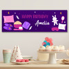 Personalised Party Banner For Birthday Girls Sleepover Slumber Purple