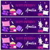 Personalised Party Banner For Birthday Girls Sleepover Slumber Purple
