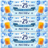 Personalised Party Banner For 25th Birthday Male Beer Blue Balloons