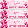 Personalised Party Banner For 30th Birthday Female Pink Balloon Star