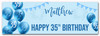 Personalised Party Banner For 35th Birthday Male Blue Balloon Star
