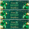 Personalised Party Banner For 35th Birthday Male Green Gold Balloons