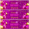 Personalised Party Banner For 40th Birthday Female Pink Gold Balloons
