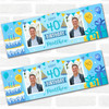 Personalised Party Banner For 40th Birthday With Photo Male Blue Cake Gift