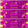 Personalised Party Banner For 45th Birthday Female Pink Gold Balloons