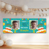 Personalised Party Banner For 45th Birthday With Photo Male Turquoise Cake