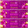 Personalised Party Banner For 65th Birthday Female Pink Gold Balloons