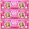 Personalised Party Banner For 65th Birthday With Photo Female Pink Balloons