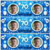 Personalised Party Banner For 70th Birthday With Photo Male Blue Balloons