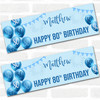 Personalised Party Banner For 80th Birthday Male Blue Balloon Star
